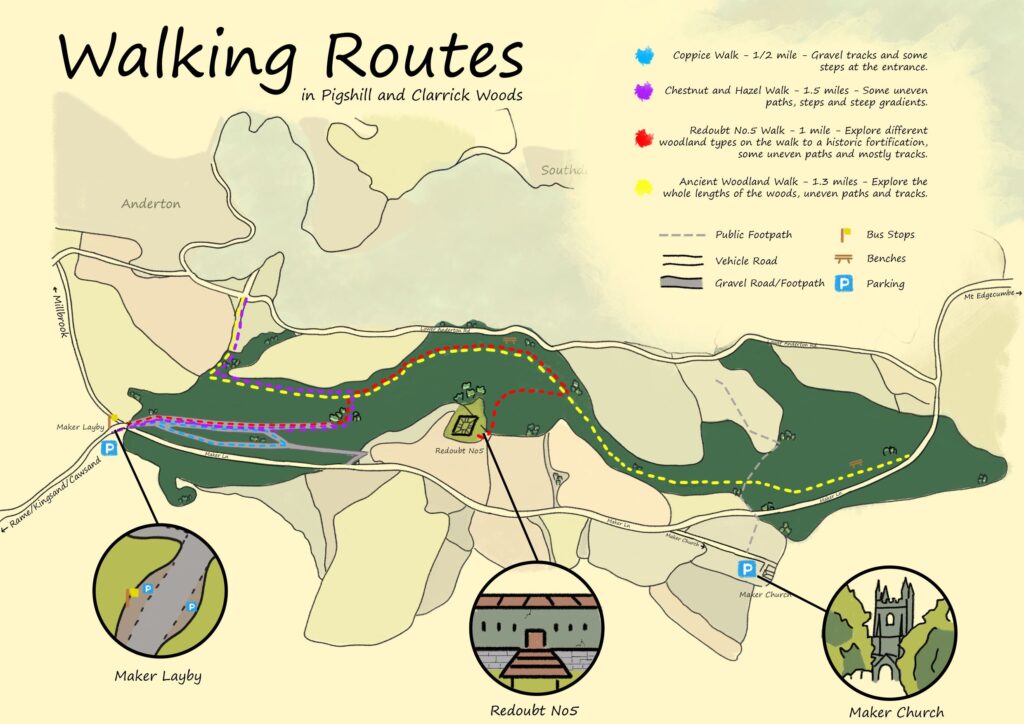 map of woodland walks